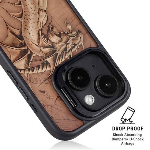 Dragon Parchment by Tom Wood iPhone 15 Kickstand Case